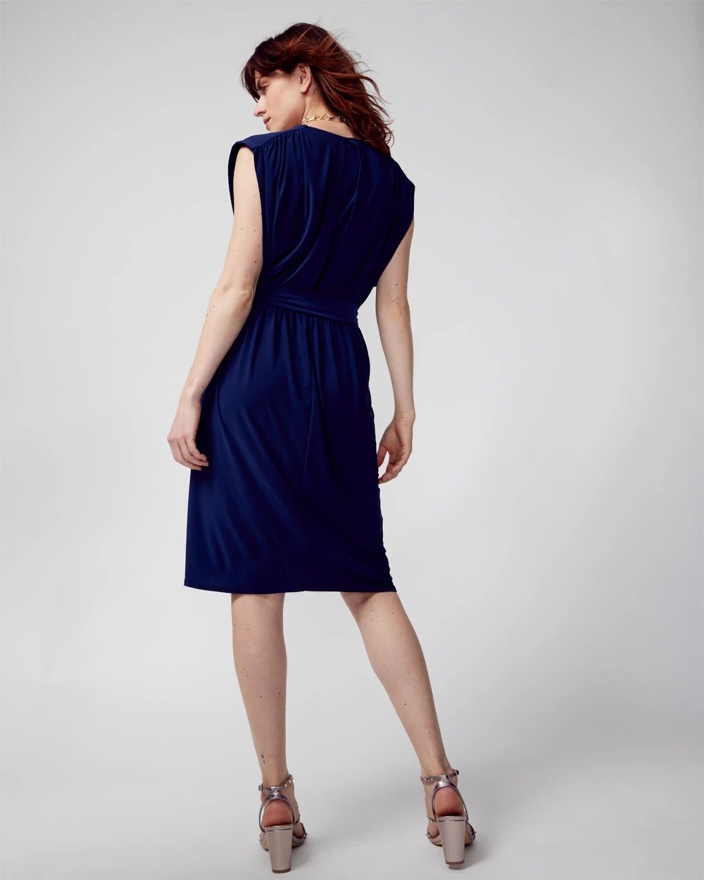 Matte Jersey Surplice Tie Sheath Dress