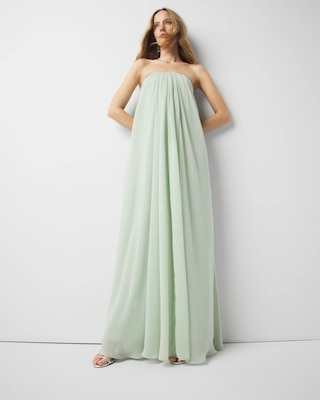 Petite Strapless Drape Gown