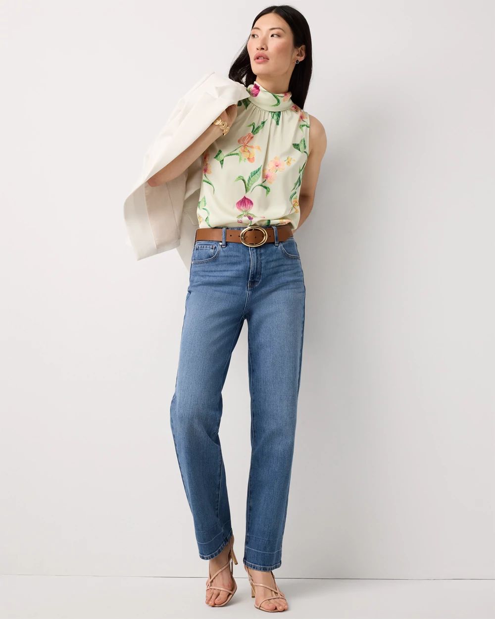 Petite Bow Back Satin Halter Blouse