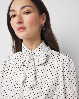 Tie-Neck Shirred Blouse click to view larger image.