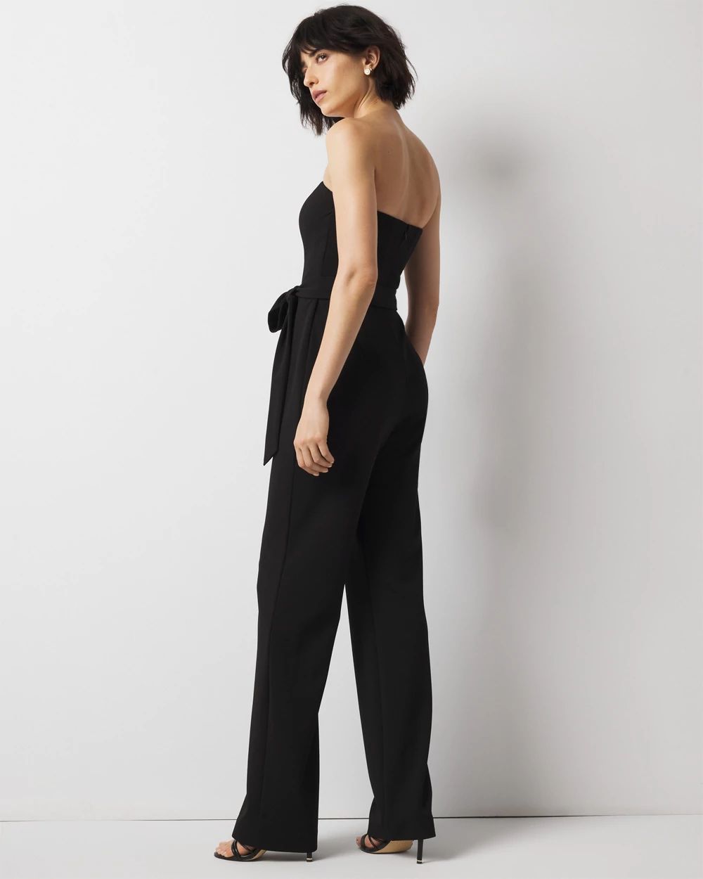 Strapless V-Neck Wide Leg Jumpsuit