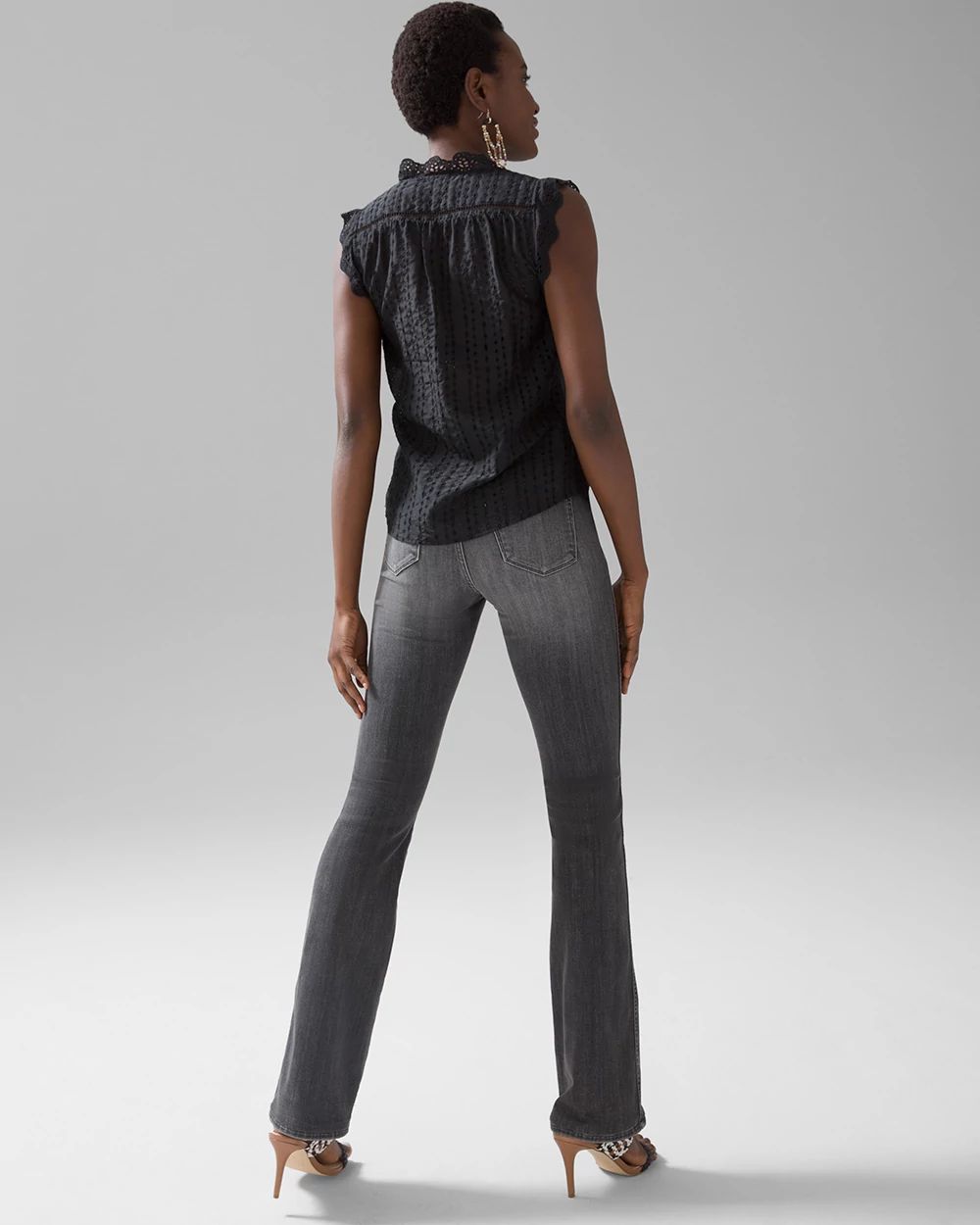 Embroidered Voile Sleeveless Blouse