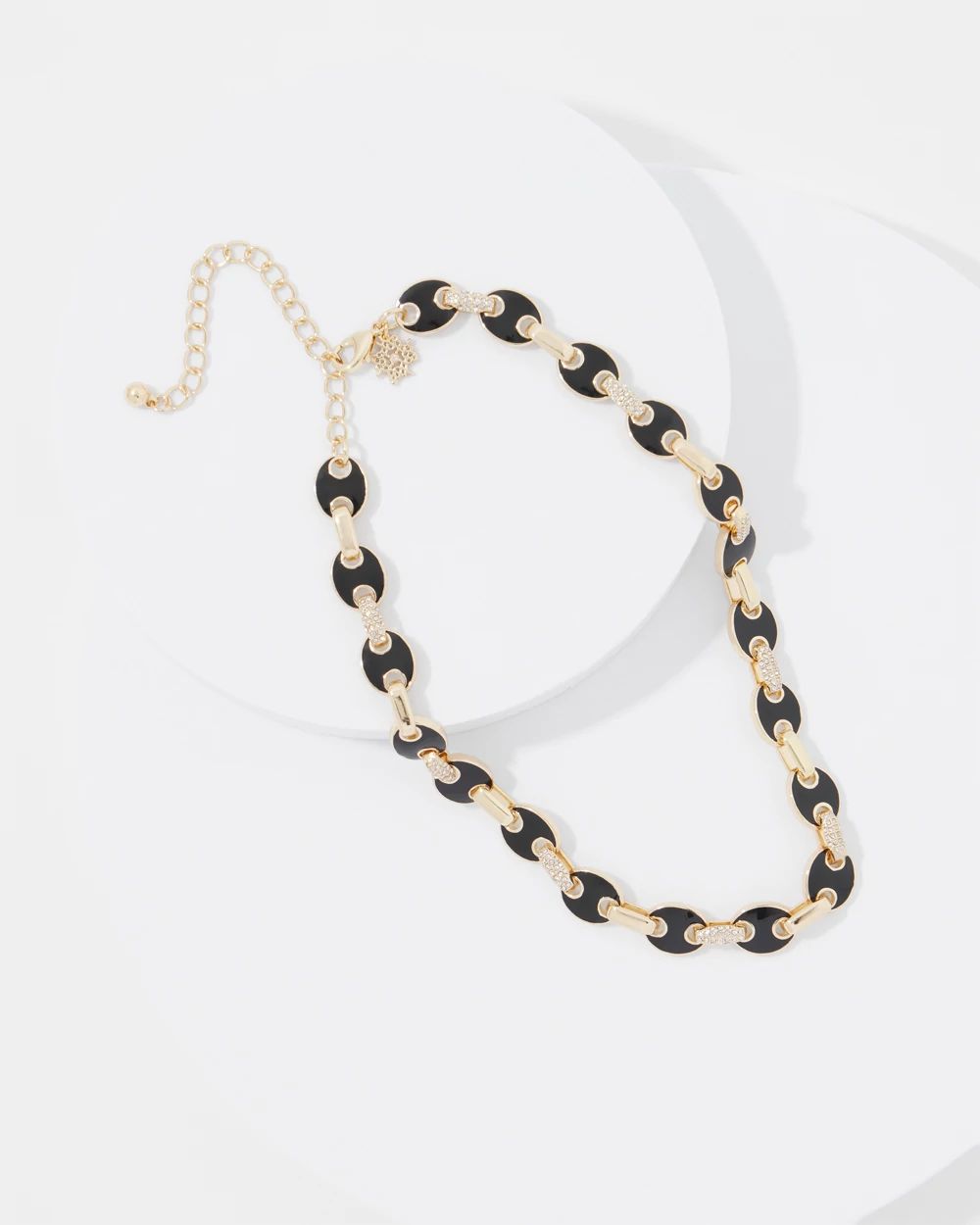 Black Mariner Links & Pavé Necklace