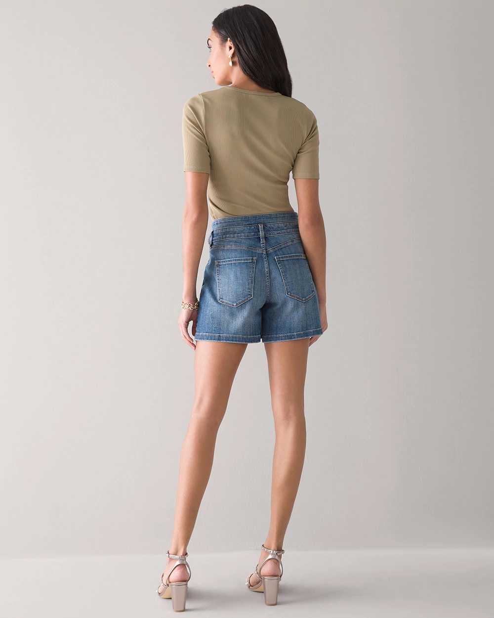 High-Rise Everyday Soft Denim  Pleated 5-Inch Shorts click to view larger image.