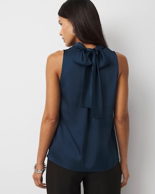 Bow Back Satin Halter Blouse click to view larger image.