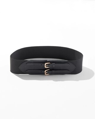 Wide Two-Buckle Stretch Belt