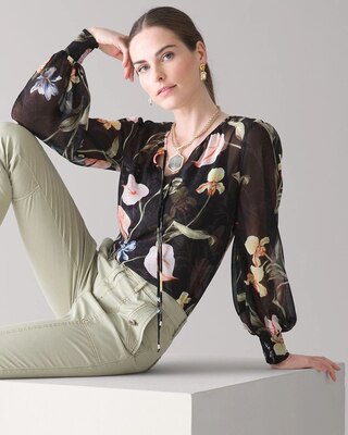 Chiffon Tie-Neck Blouse