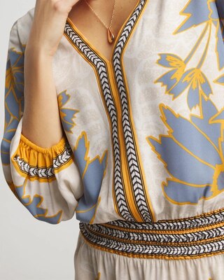 ¾ Sleeve Smocked Waist Dress
