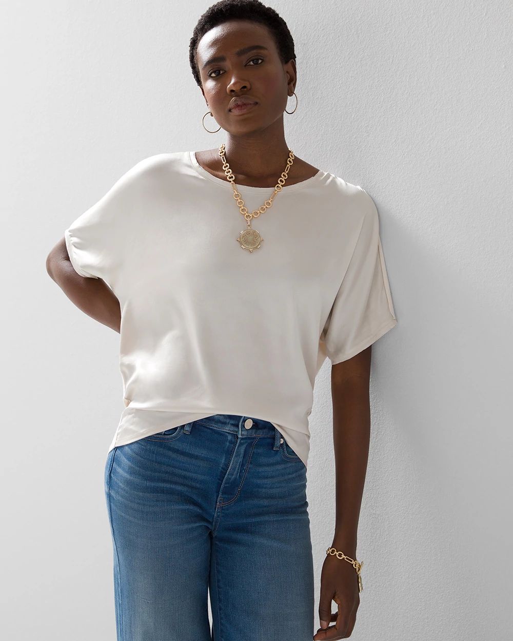 Short-Sleeve Woven Dolman