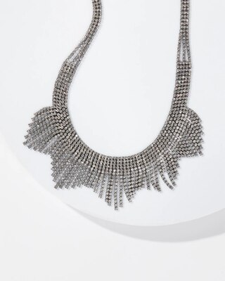 Gunmetal Crystal Chain Statement Necklace