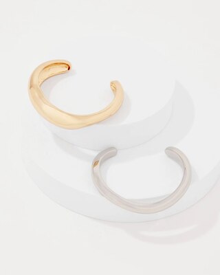 Silver + Gold Sculptural Cuff 2 Pack click to view larger image.