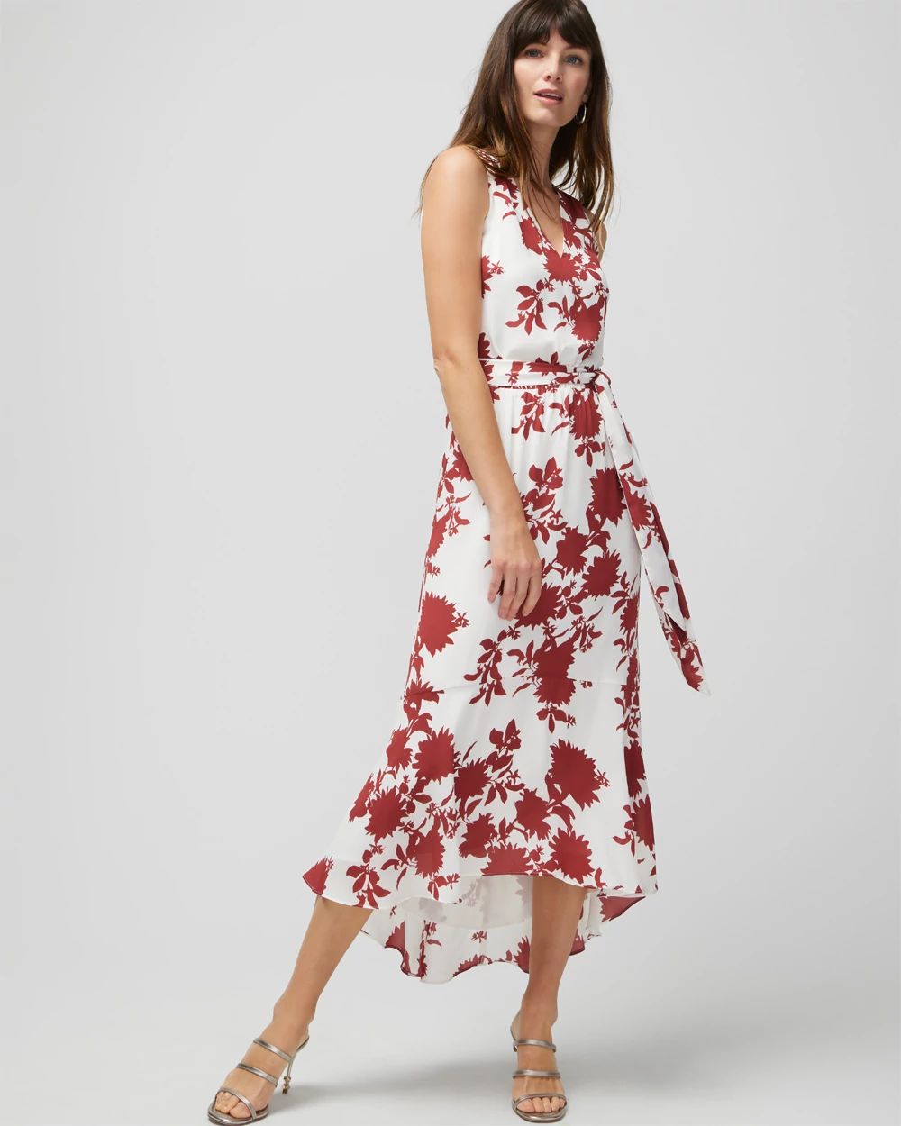 Floral Print High-Low Midi Dress