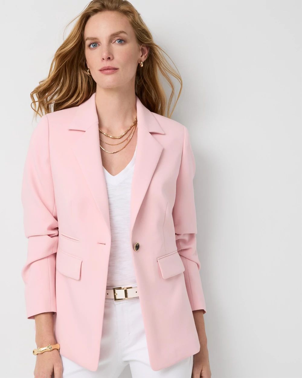 Ruched Sleeve Blazer