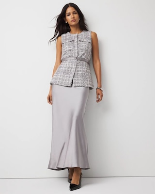 Tweed Vest + Satin Maxi Skirt