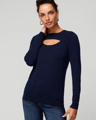 Cashmere Blend Cutout Crewneck Sweater