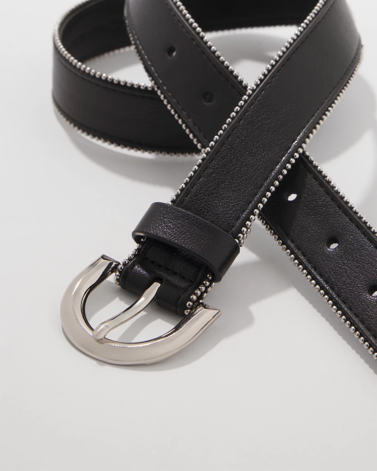 White House Black Market Ball Chain Faux Leather Belt In Black