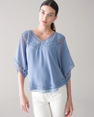 Elbow Sleeve Cutout Kimono Blouse