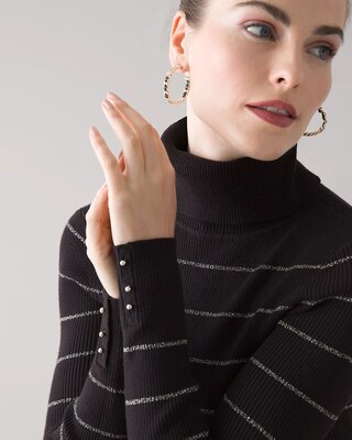 Striped Lurex Turtleneck