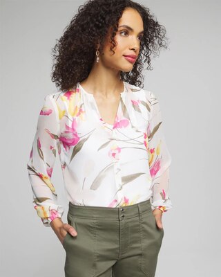 Outlet WHBM Long Sleeve Sheer Shirt