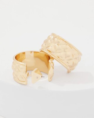 Quilted Gold Hoop Earrings click to view larger image.