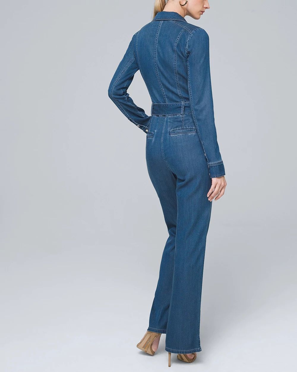 Denim Surplice Wrap Jumpsuit
