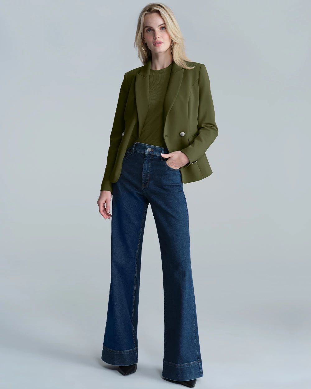 Petite Cropped Double Button Blazer click to view larger image.