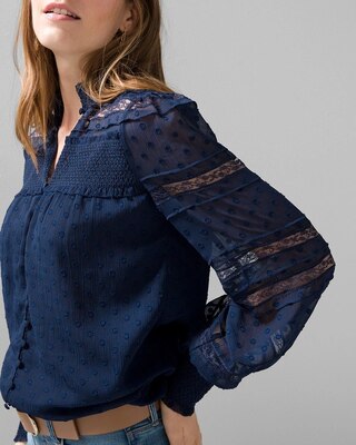 White Mixed Lace Blouse