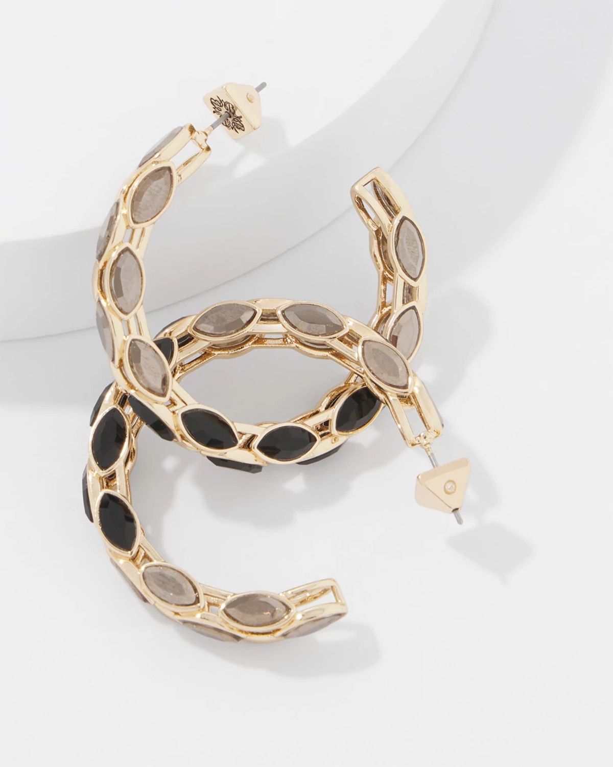White House Black Market Hematite Hoop Earrings |  In Gold