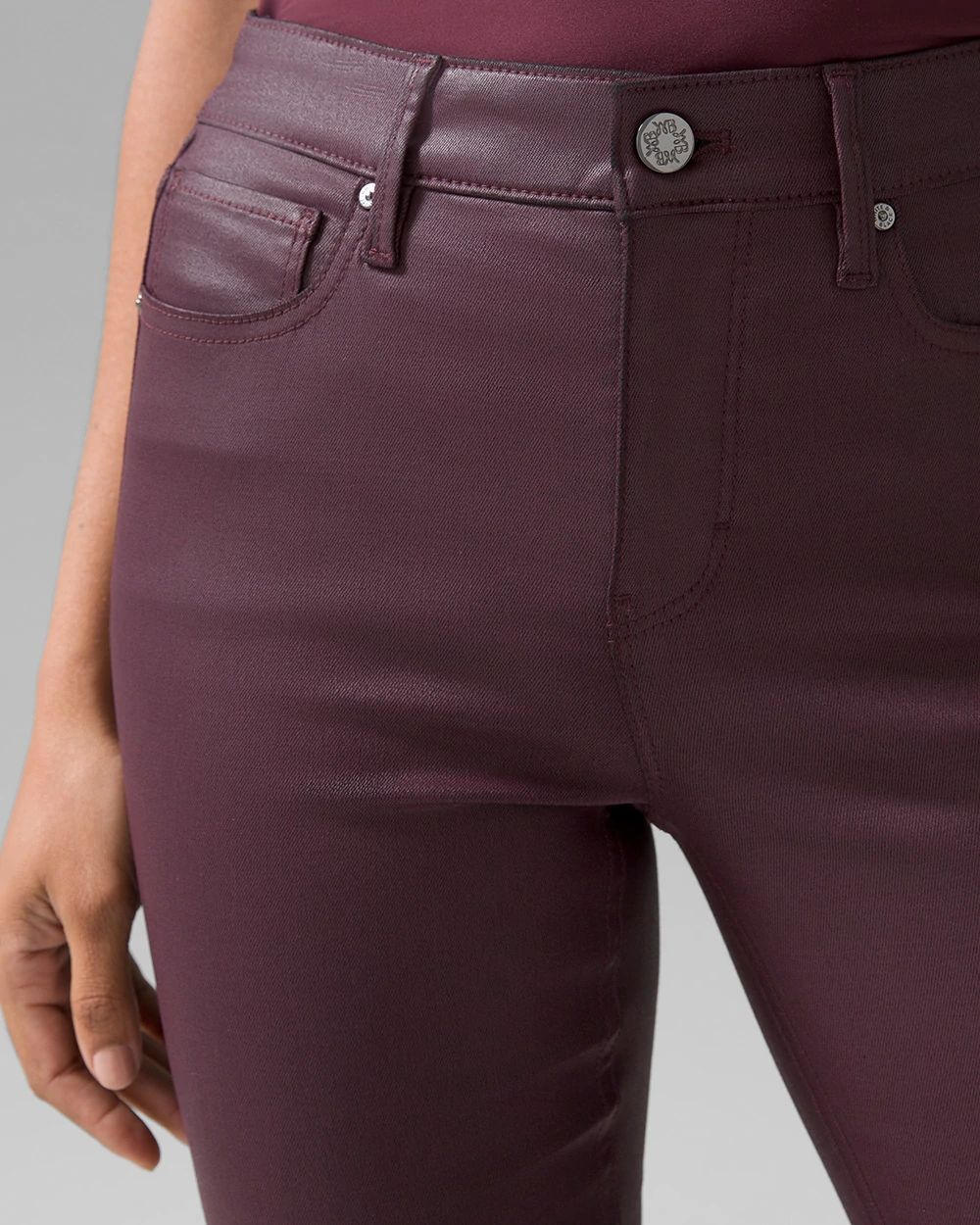 High-Rise Coated Skinny Jeans click to view larger image.