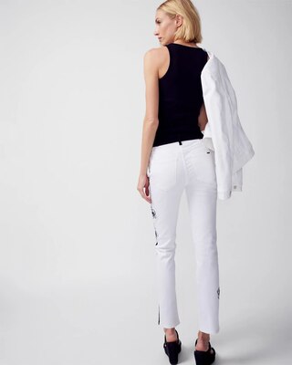 High-Rise Contrast Floral Straight Jeans