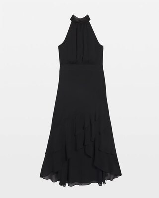Halter Ruffle Blouson Midi Dress