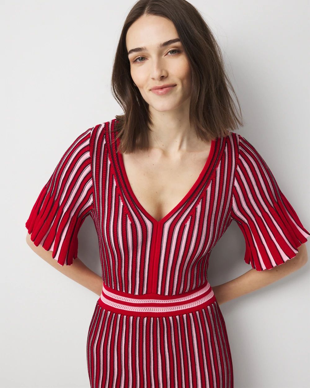 Petite Flutter Sleeve Sweater Dress click to view larger image.