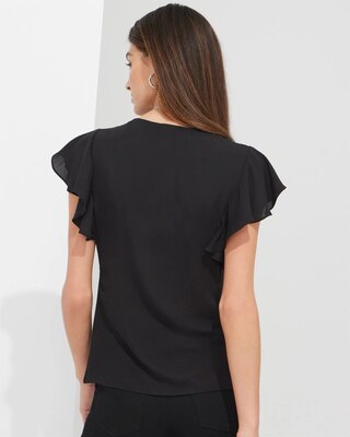 Outlet WHMB Flutter-Sleeve Scallop-Trim Blouse