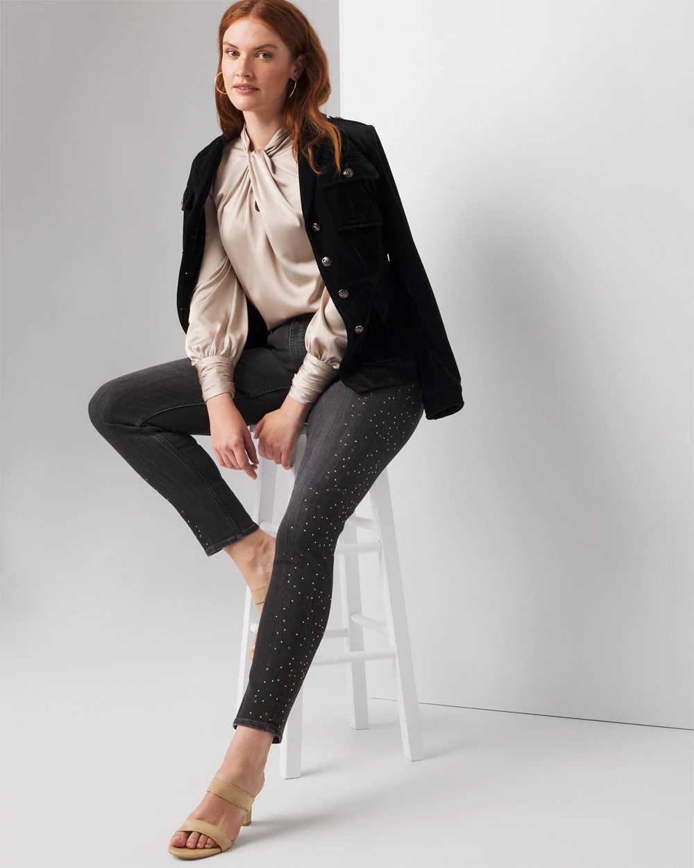 High-Rise Embellished Slim Ankle Jeans