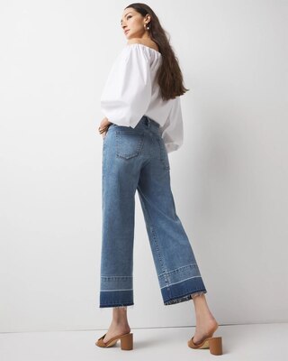 High-Rise Released Hem Wide Leg Cropped Jean