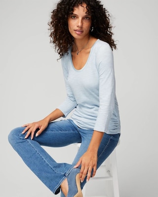 Shirred Scoop Neck Tee click to view larger image.