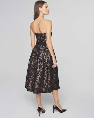 Strapless Lace Fit & Flare Midi Dress
