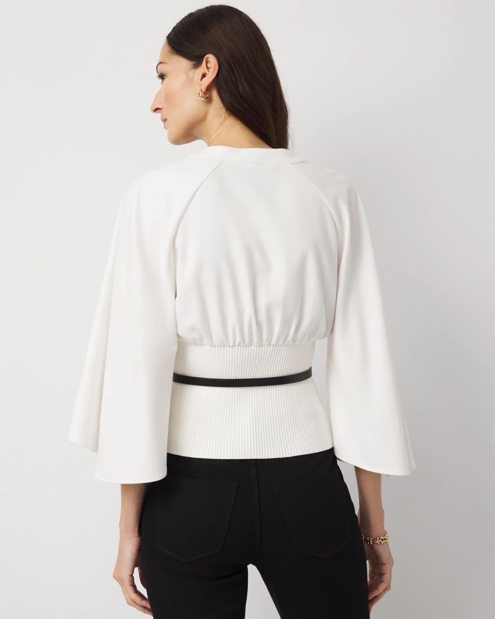 Knit Mix Surplice Blouse