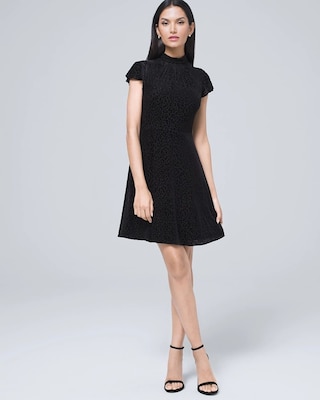 Adrianna Papell Leopard-Jacquard Black A-Line Dress