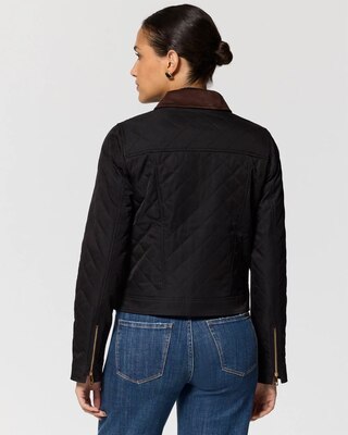 Contrast Collar Quilted Jacket click to view larger image.