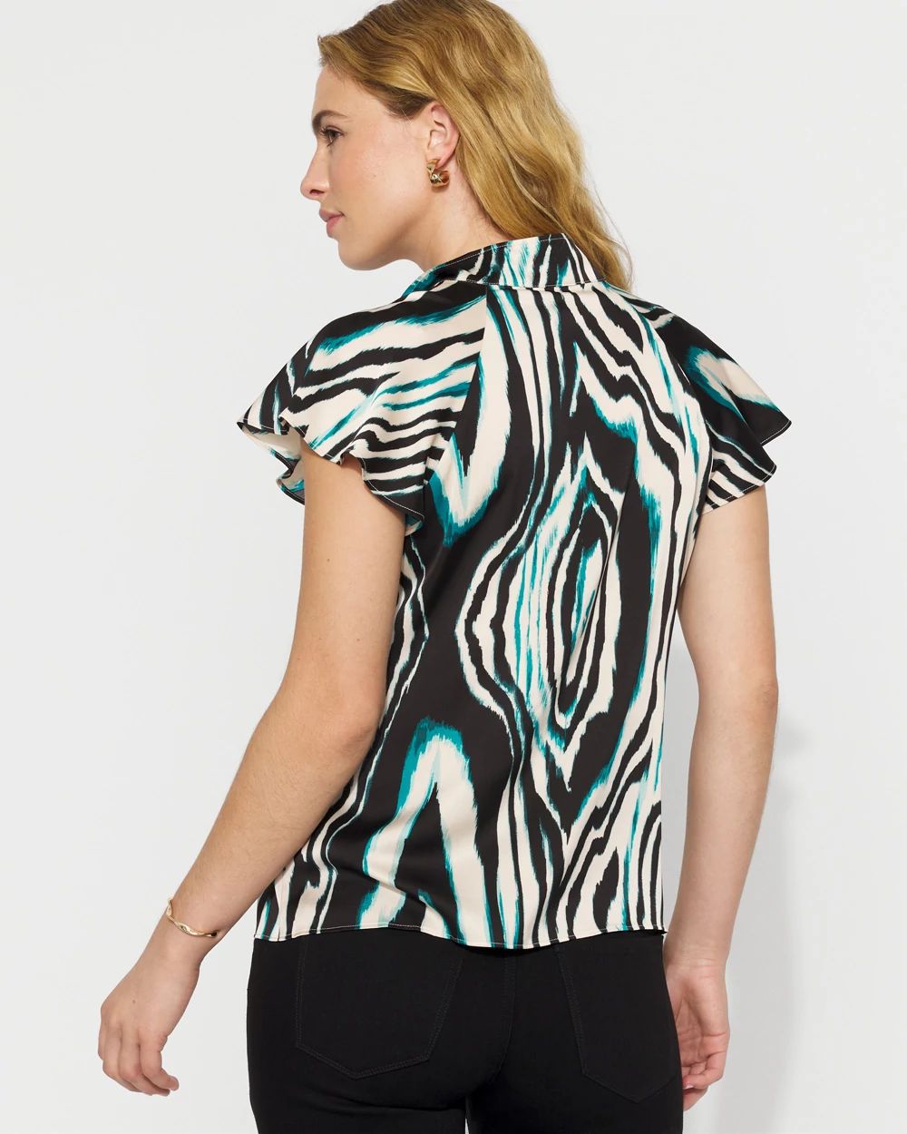 Flutter-Sleeve Satin Shirt