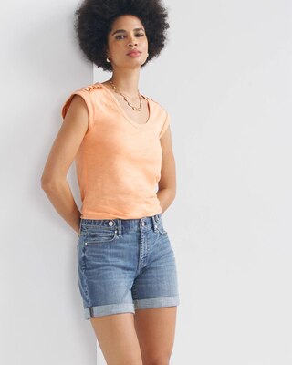 Mid-Rise Everyday Soft Denim Roll Tab Shorts