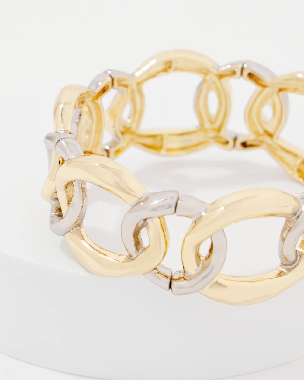 Silver + Gold Sculptural Stretch Bracelet