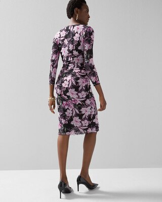 Long-Sleeve Reversible Mesh Sheath Dress