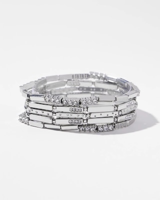 Silver Tone Pavé Stretch Bracelets click to view larger image.