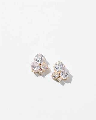 Gold And Crystal Cluster Stud Earrings