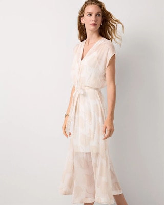 V-neck Tie-Waist Midi Dress click to view larger image.