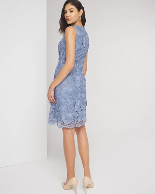 Sleeveless Embroidered Lace Shift Dress