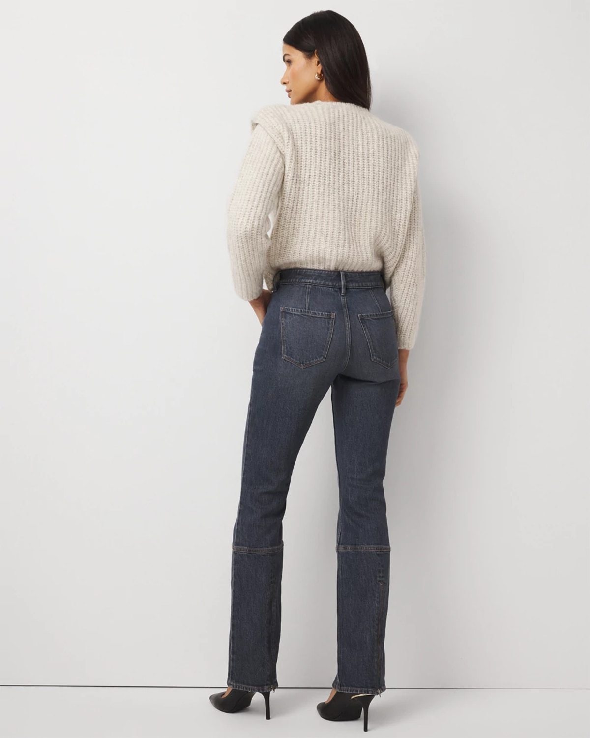 White House Black Market Zip Hem High-rise Bootcut Jeans In Blue