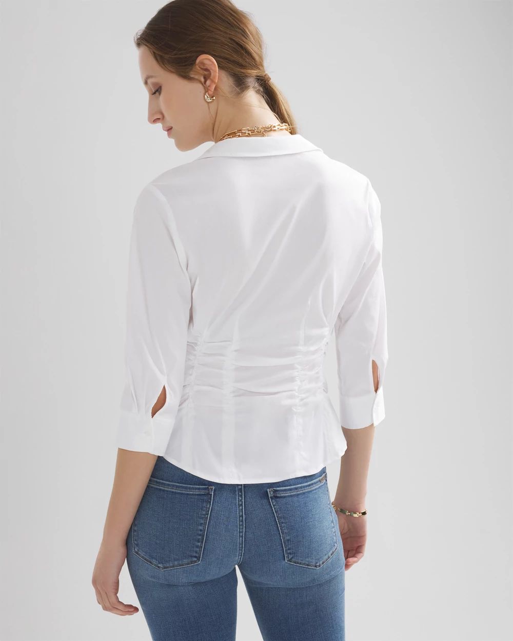 Elbow-Sleeve Ruched Shirt